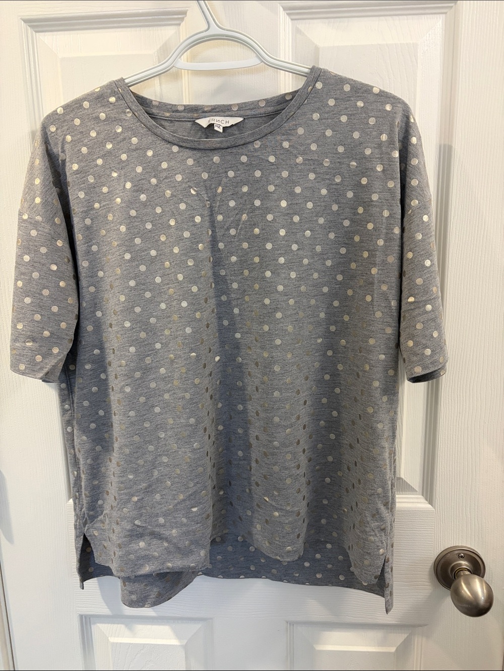 Frnch Gray Short Sleeve Polka Dot Tee